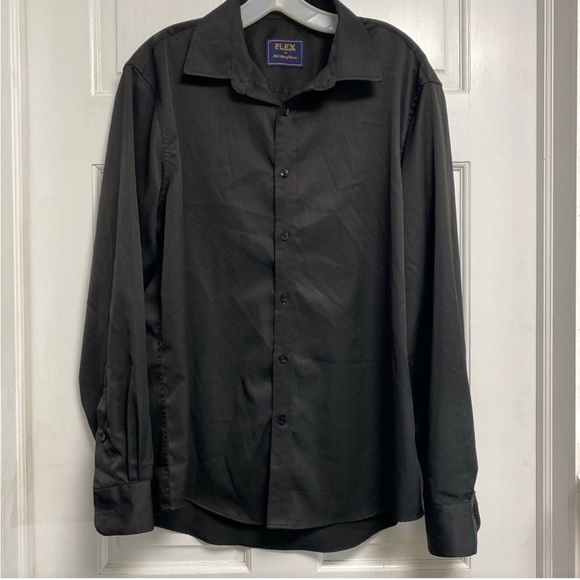 NWOT Flex Luxury Collection Mens 3X Black Dress Shirt Button Down - Picture 1 of 9